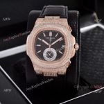 Japan Grade High Quality Imitation Watches Patek Philippe Nautilus Chronograph Watches Rose Gold Diamond Case